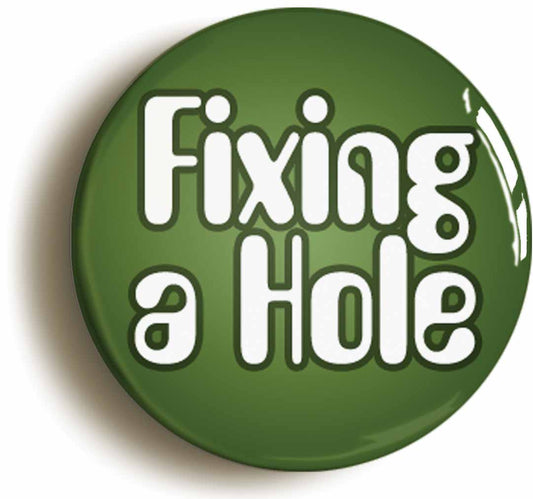 A picture of the front of the product, titled Fixing A Hole Button Pin Badge