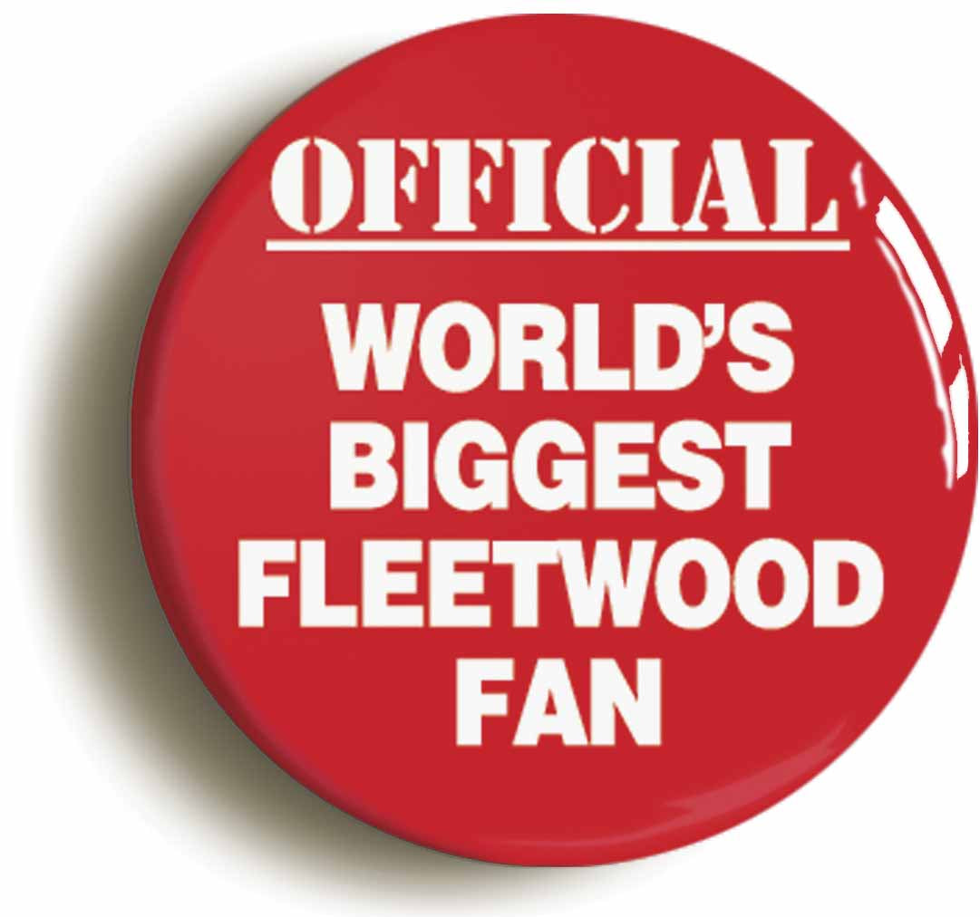 A picture of the front of the product, titled World's Biggest Fleetwood Fan Circular 50mm Fridge Magnet