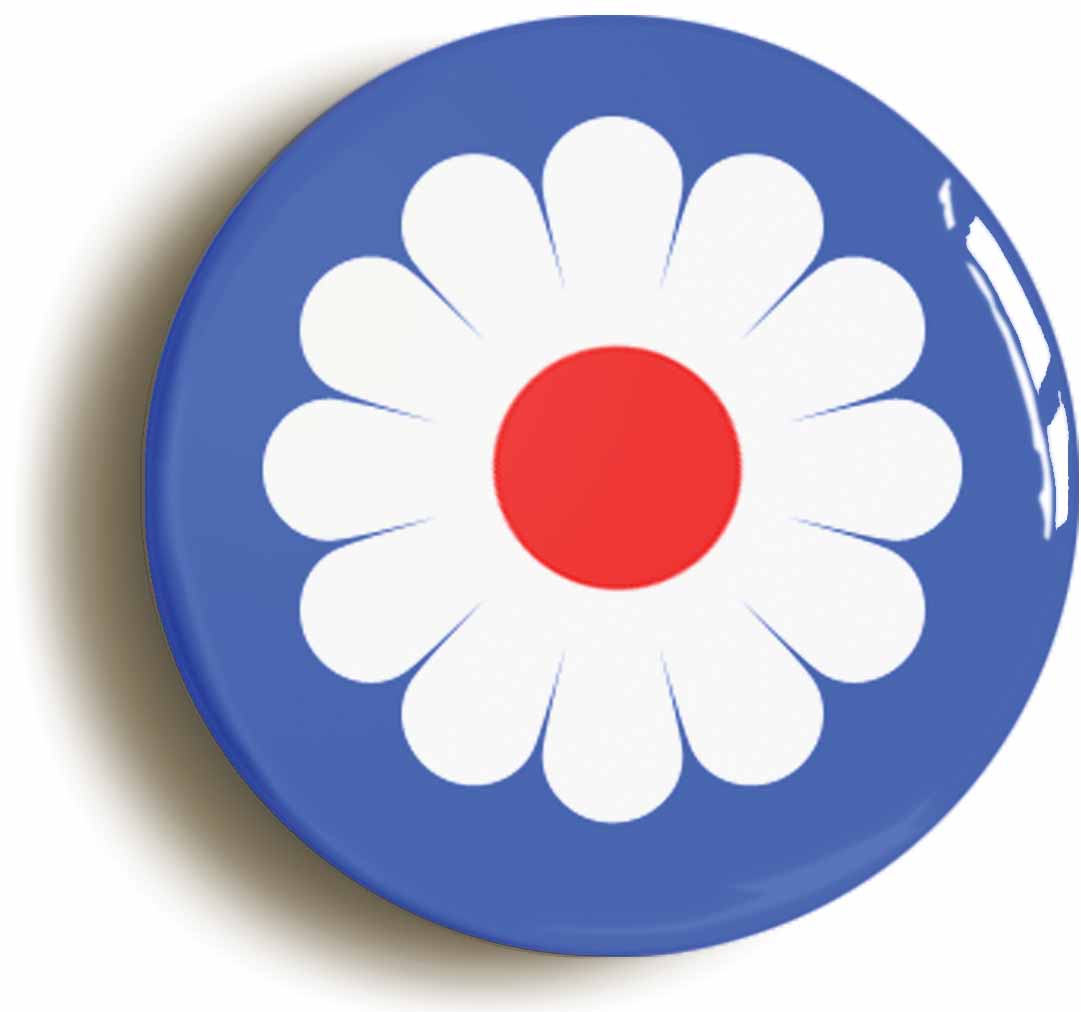 A picture of the front of the product, titled Flower Target Roundel Mod Circular 50mm Fridge Magnet