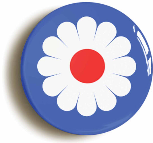 A picture of the front of the product, titled Flower Target Roundel Mod Circular 50mm Fridge Magnet