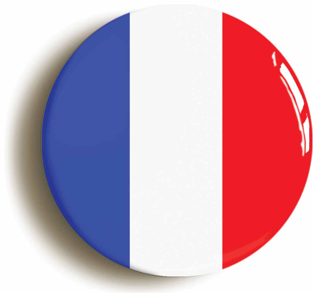 A picture of the front of the product, titled France French National Flag Button Pin Badge