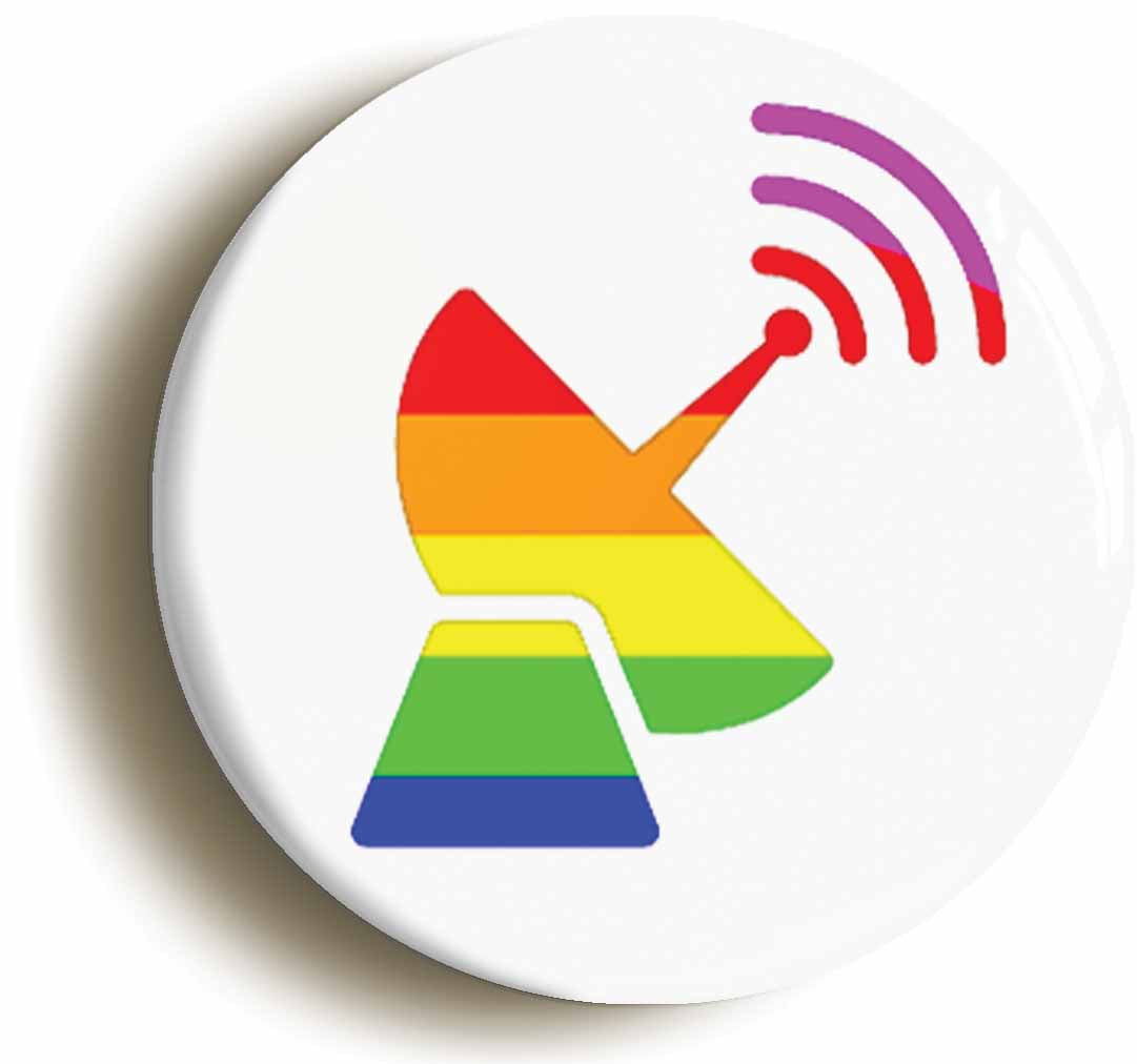 A picture of the front of the product, titled Gaydar Funny LGBT Pride Diversity Button Pin Badge