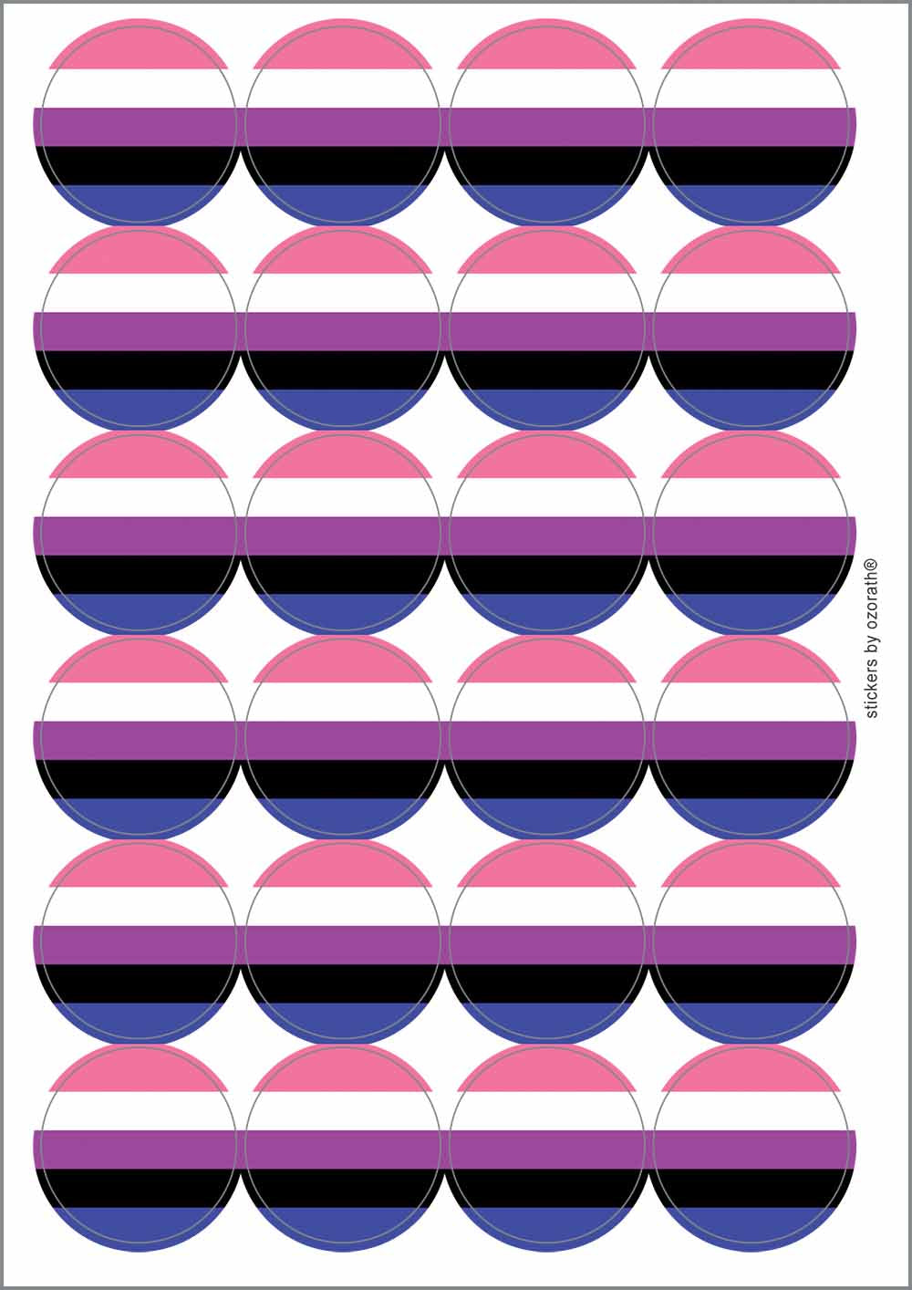 A picture of an A4 sheet of matte paper stickers