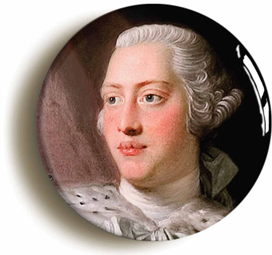 A picture of the front of the product, titled King George III Portrait Button Pin Badge