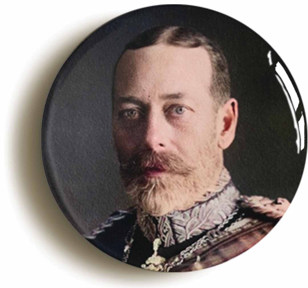 A picture of the front of the product, titled King George V Portrait Button Pin Badge