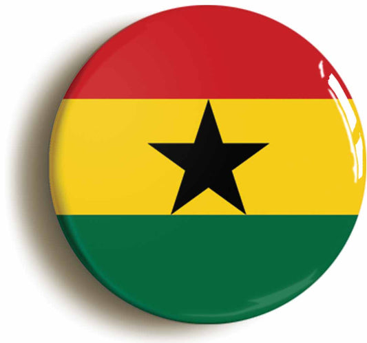 A picture of the front of the product, titled Ghana Ghanaian National Flag Circular 50mm Fridge Magnet