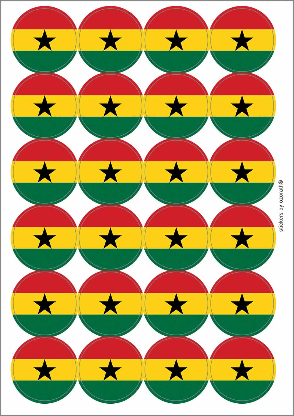 A picture of an A4 sheet of matte paper stickers