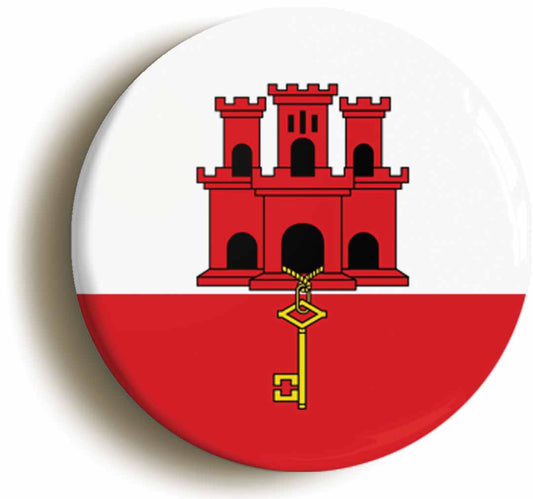 A picture of the front of the product, titled Gibraltar Flag Button Pin Badge