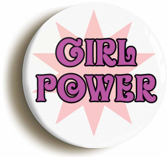 A picture of the front of the product, titled Girl Power Button Pin Badge