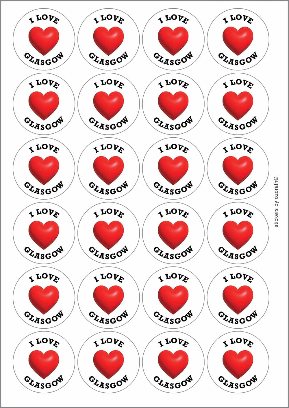 A picture of an A4 sheet of matte paper stickers