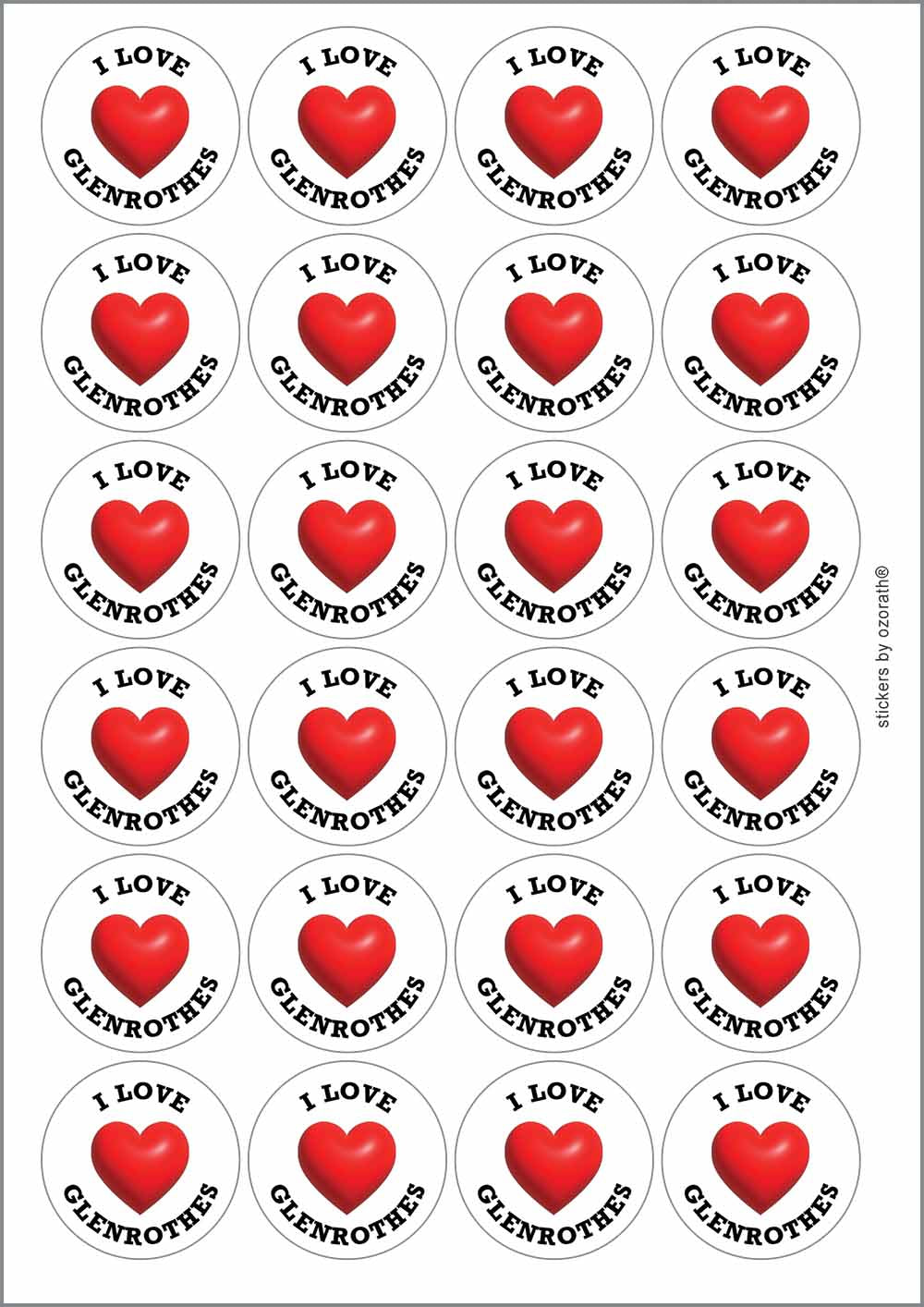 A picture of an A4 sheet of matte paper stickers