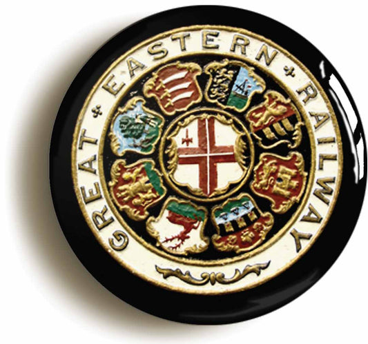 A picture of the front of the product, titled Great Eastern Railway Button Pin Badge
