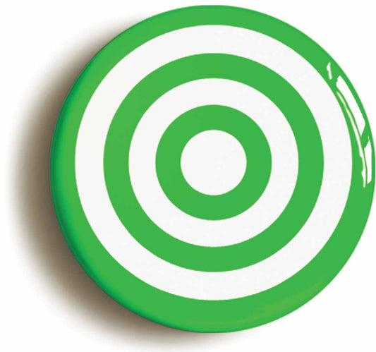 A picture of the front of the product, titled Green And White Circles Button Pin Badge