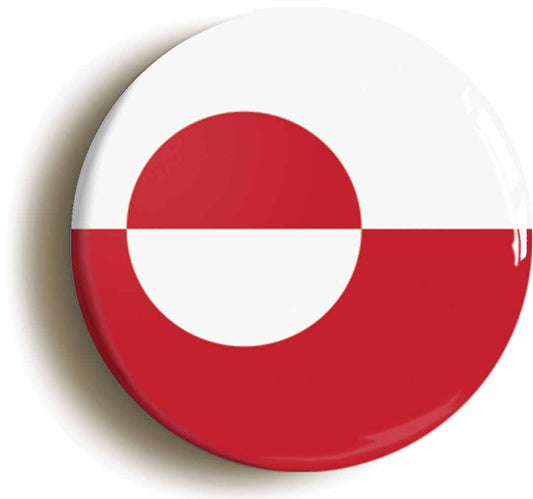 A picture of the front of the product, titled Greenland National Flag Circular 50mm Fridge Magnet