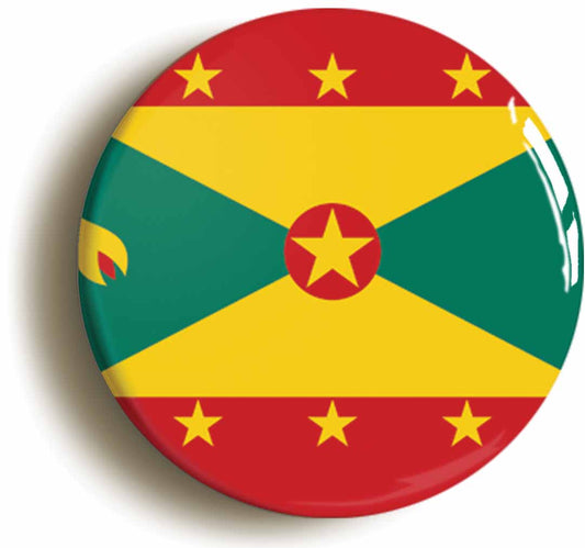 A picture of the front of the product, titled Grenada Grenadan National Flag Circular 50mm Fridge Magnet