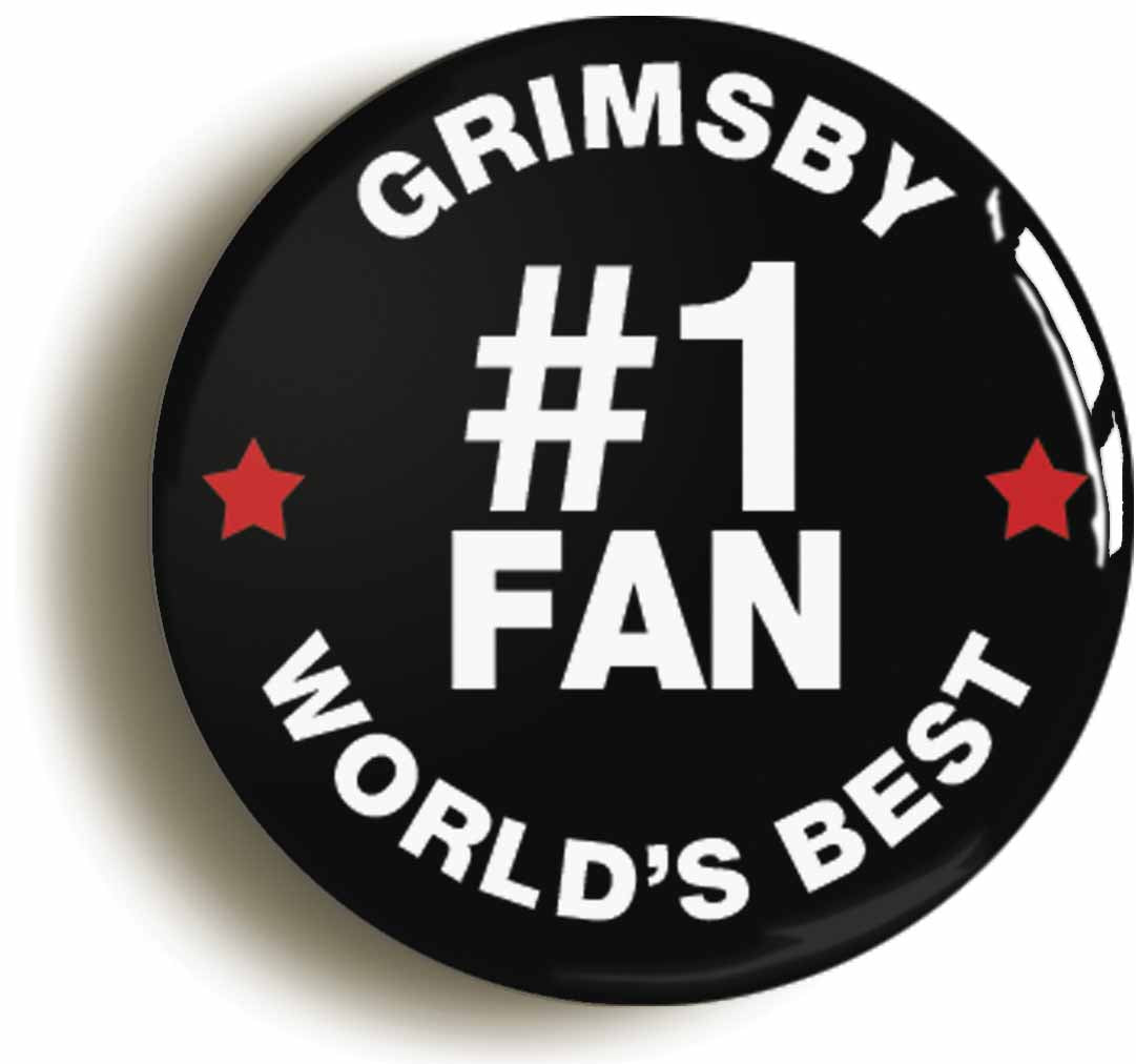 A picture of the front of the product, titled Grimsby #1 Fan Circular 50mm Fridge Magnet