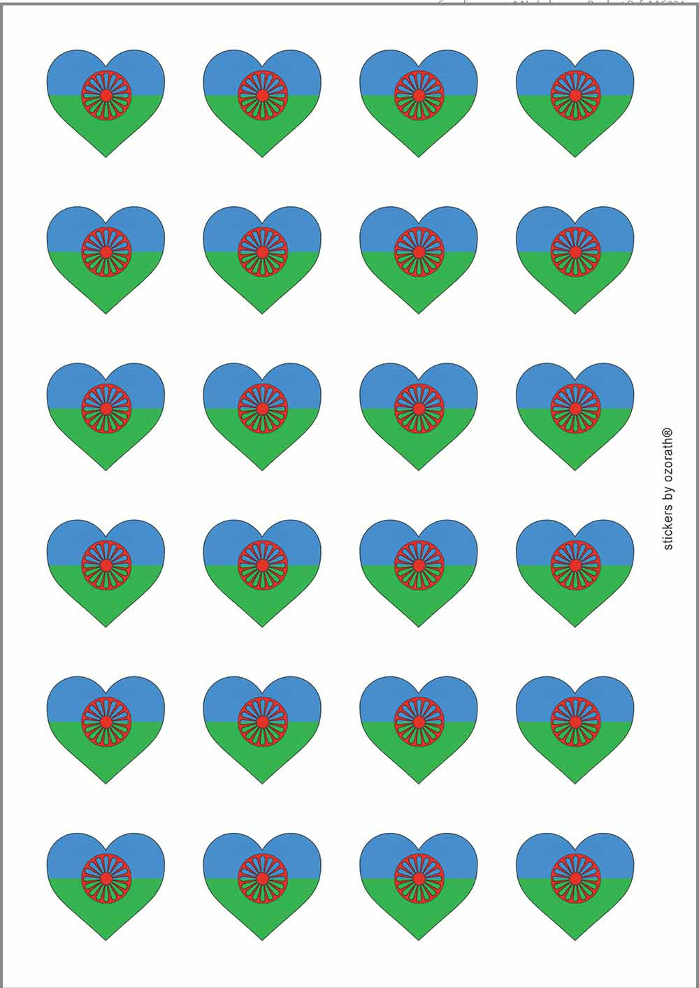A picture of an A4 sheet of matte paper stickers