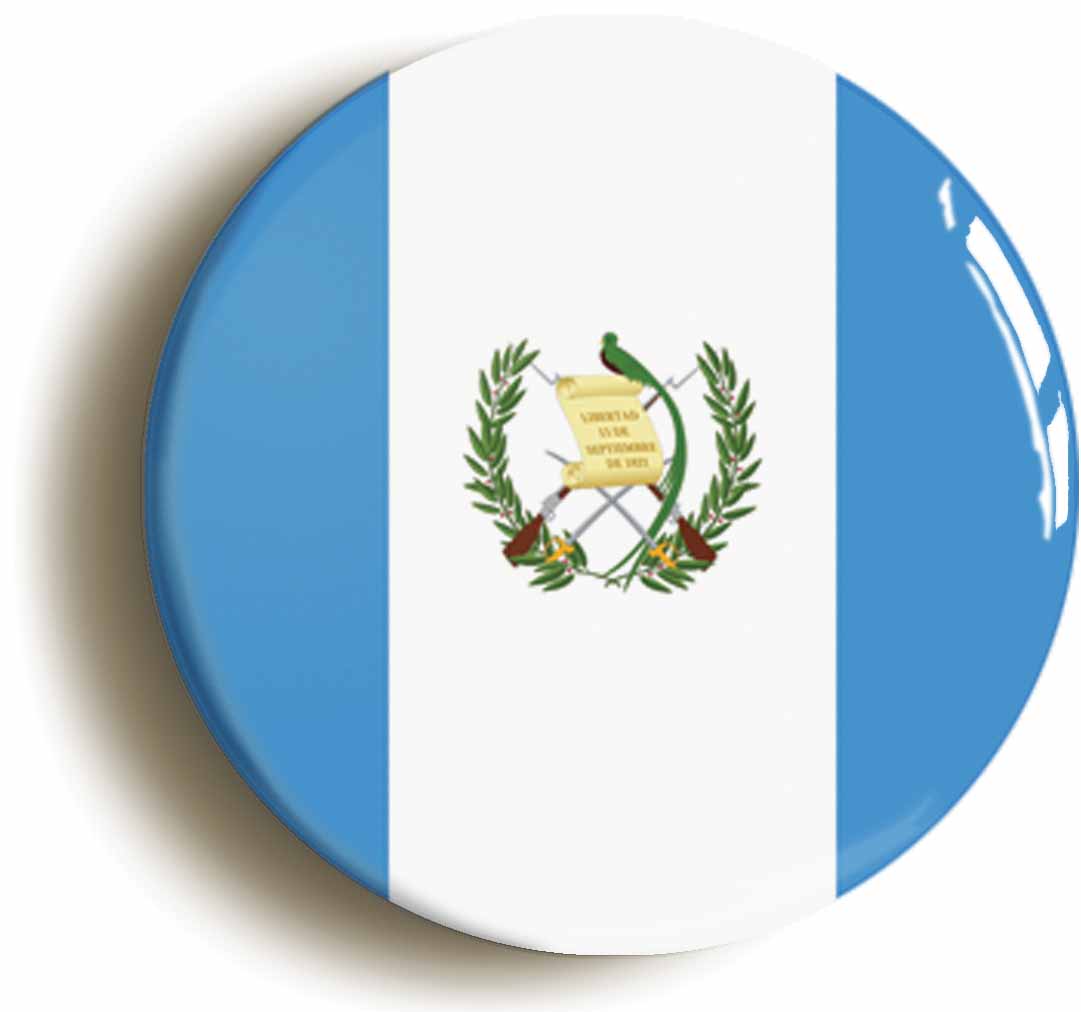 A picture of the front of the product, titled Guatemala Guatemalan National Flag Button Pin Badge