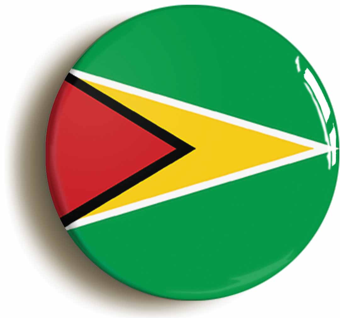 A picture of the front of the product, titled Guyana Guyanese National Flag Circular 50mm Fridge Magnet
