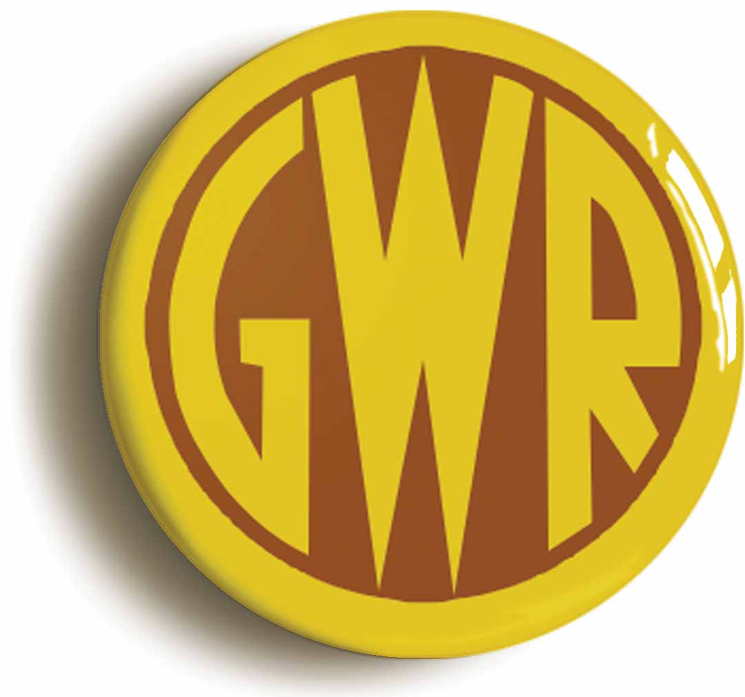 A picture of the front of the product, titled GWR Great Western Railway Brown Logo Button Pin Badge