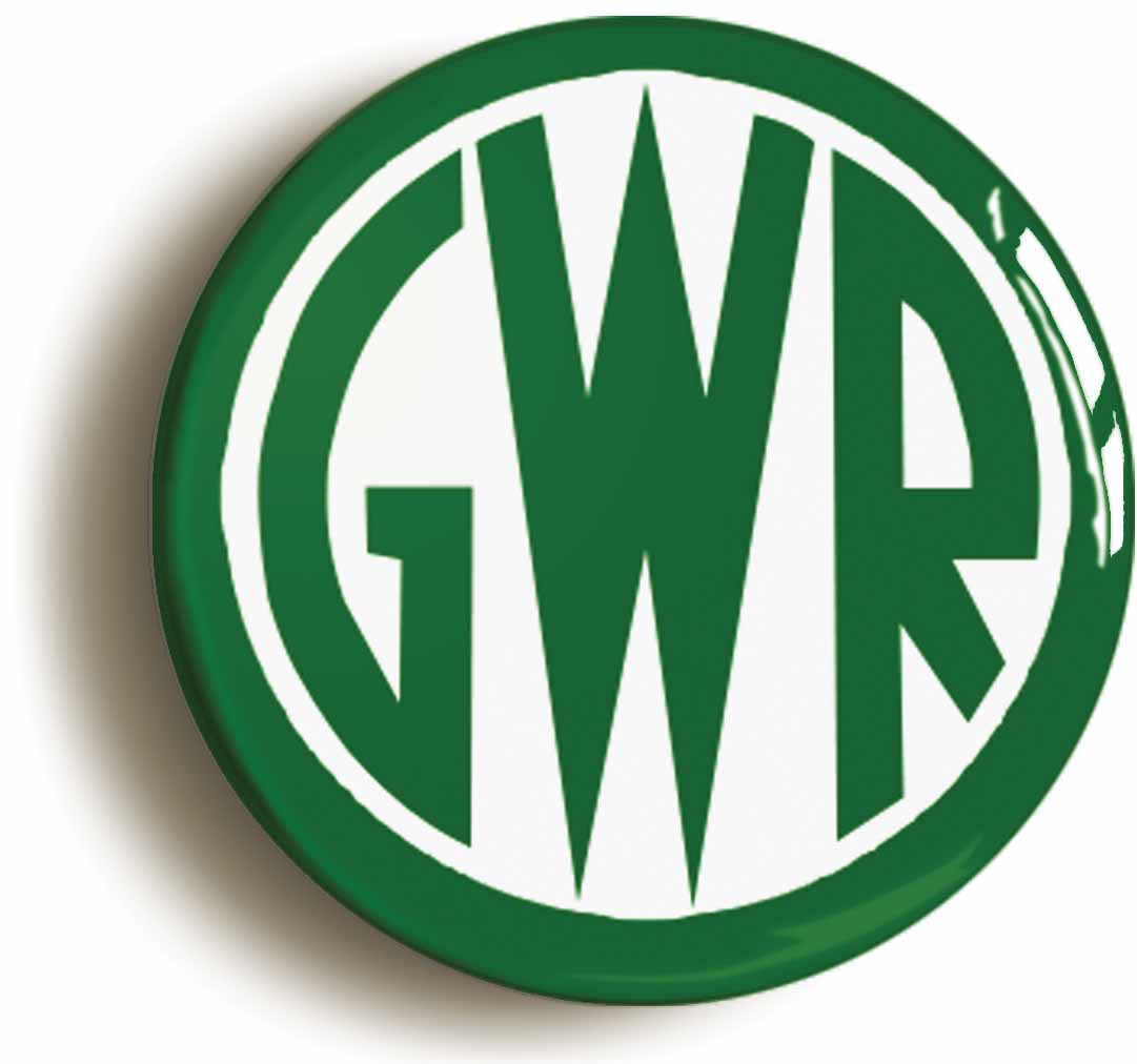A picture of the front of the product, titled GWR Great Western Railway Retro Logo Circular 50mm Fridge Magnet