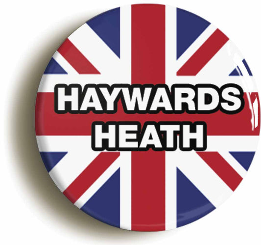 A picture of the front of the product, titled Haywards Heath Union Jack Circular 50mm Fridge Magnet