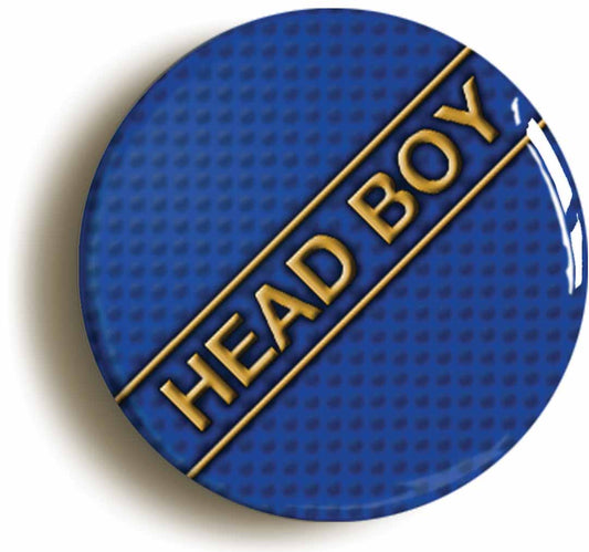 A picture of the front of the product, titled Head Boy School Disco Fancy Dress Button Pin Badge