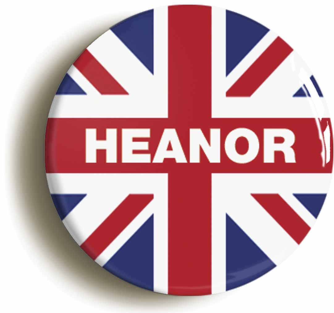 A picture of the front of the product, titled Heanor Union Jack Button Pin Badge