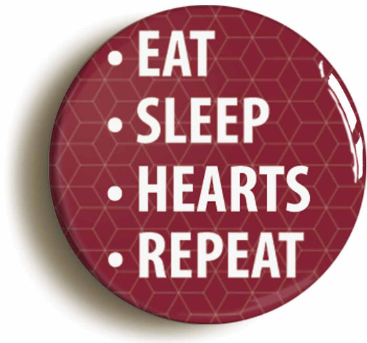 A picture of the front of the product, titled Eat Sleep Hearts Repeat Circular 50mm Fridge Magnet