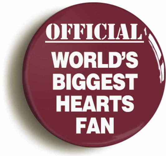 A picture of the front of the product, titled World's Biggest Hearts Fan Button Pin Badge