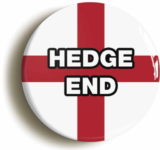 A picture of the front of the product, titled Hedge End England Flag Button Pin Badge