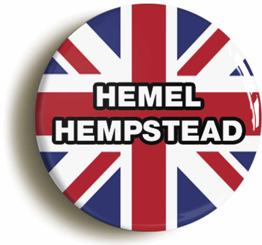 A picture of the front of the product, titled Hemel Hempstead Union Jack Circular 50mm Fridge Magnet
