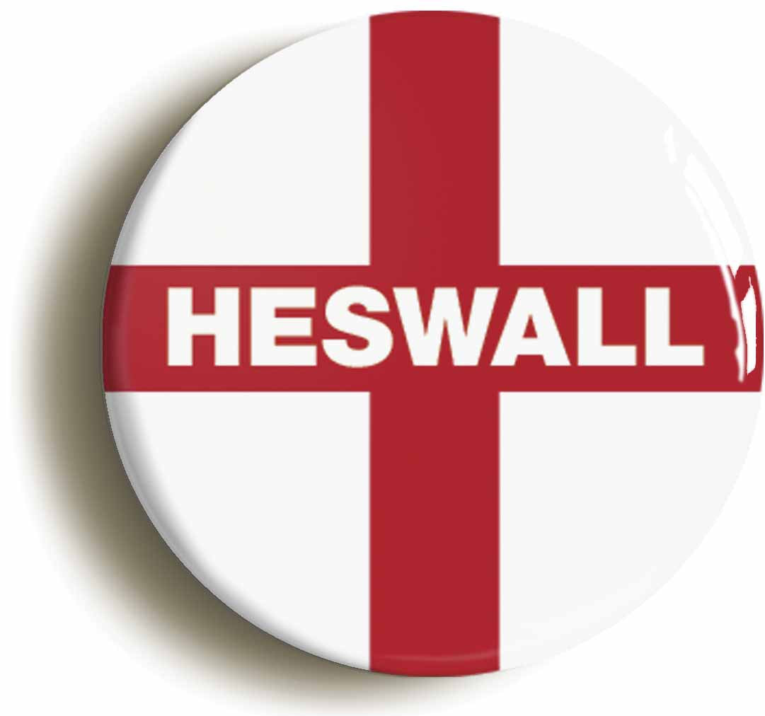 A picture of the front of the product, titled Heswall England Flag Button Pin Badge