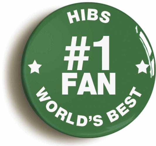 A picture of the front of the product, titled Hibs #1 Fan Button Pin Badge