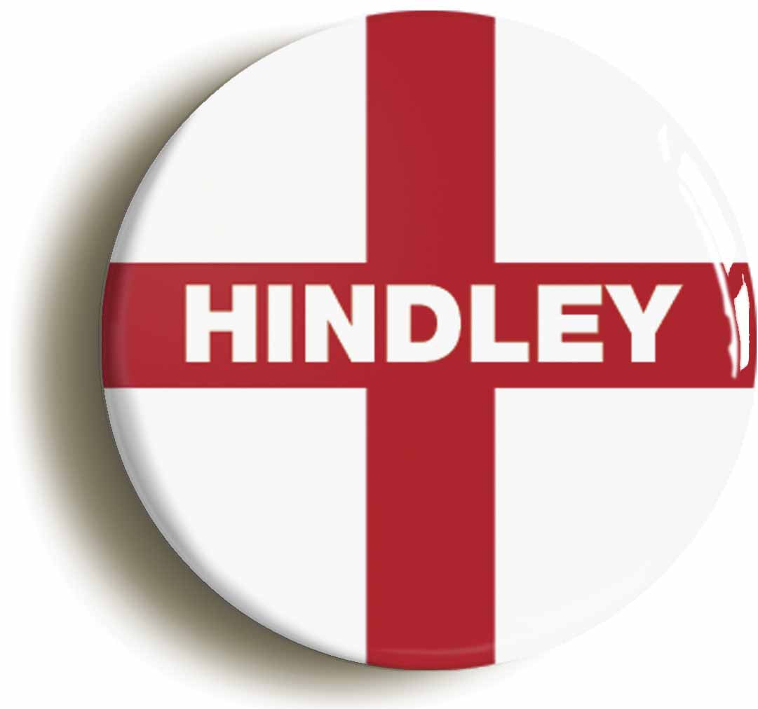 A picture of the front of the product, titled Hindley England Flag Button Pin Badge