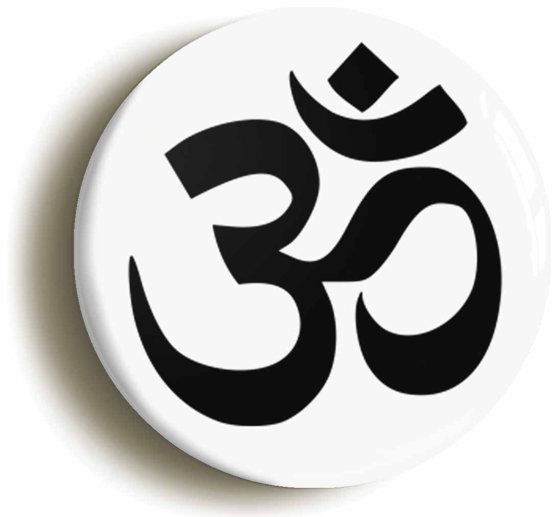 A picture of the front of the product, titled Hindu Om Button Pin Badge