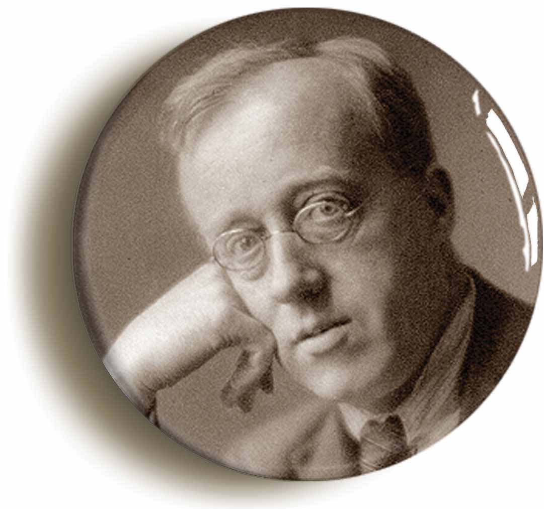 A picture of the front of the product, titled Gustav Holst Classical Music Button Pin Badge