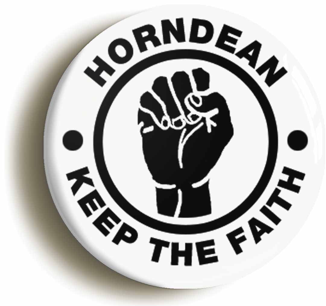 A picture of the front of the product, titled Horndean Keep The Faith Circular 50mm Fridge Magnet