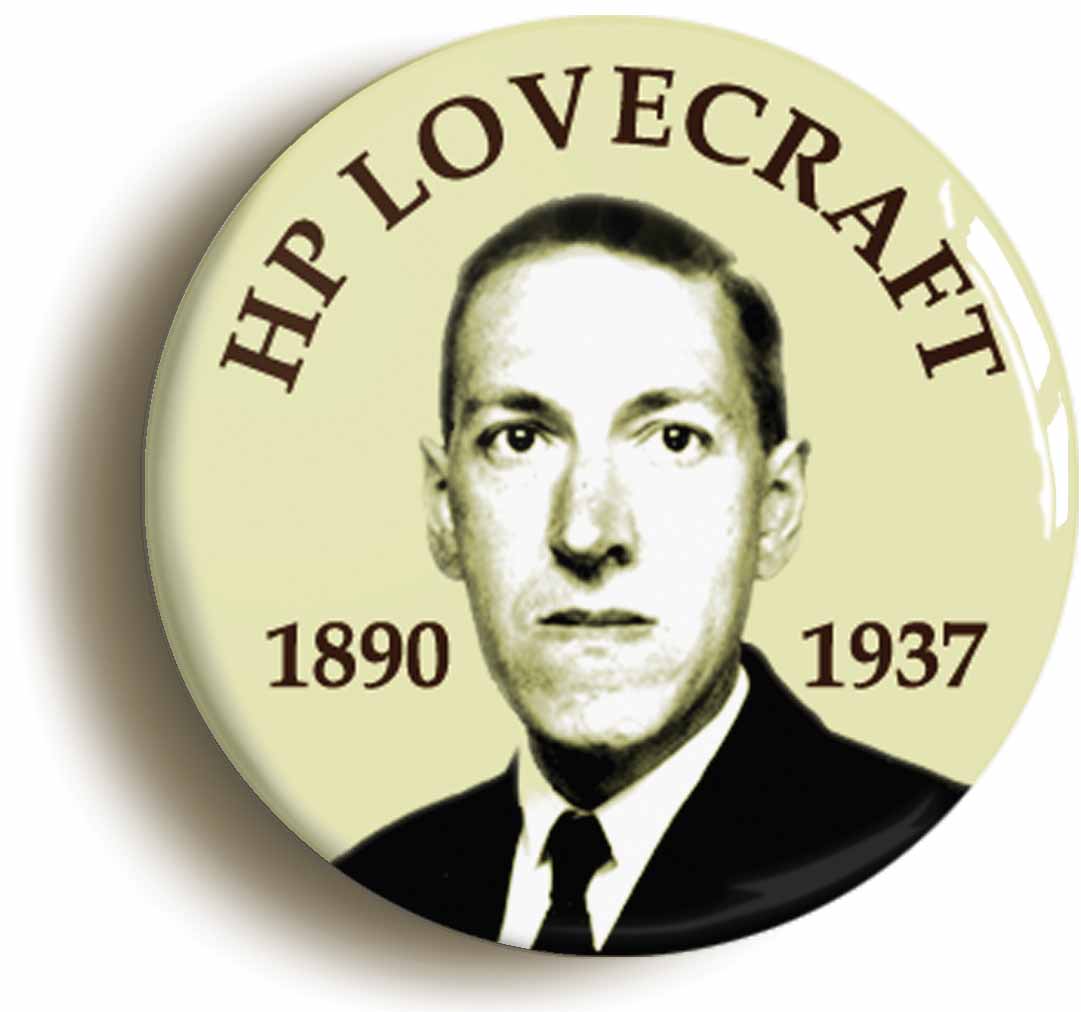 A picture of the front of the product, titled Hp Lovecraft Portrait Circular 50mm Fridge Magnet