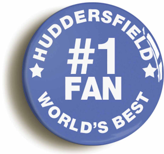 A picture of the front of the product, titled Huddersfield #1 Fan Circular 50mm Fridge Magnet