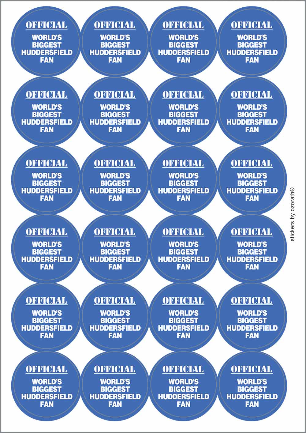 A picture of an A4 sheet of matte paper stickers