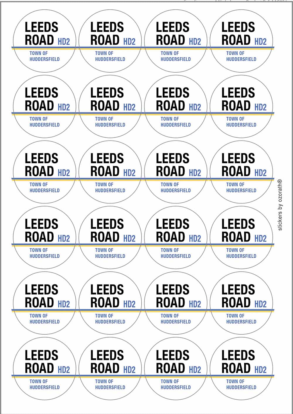 Leeds Road Town Of Huddersfield Hd2 Sign Stickers
