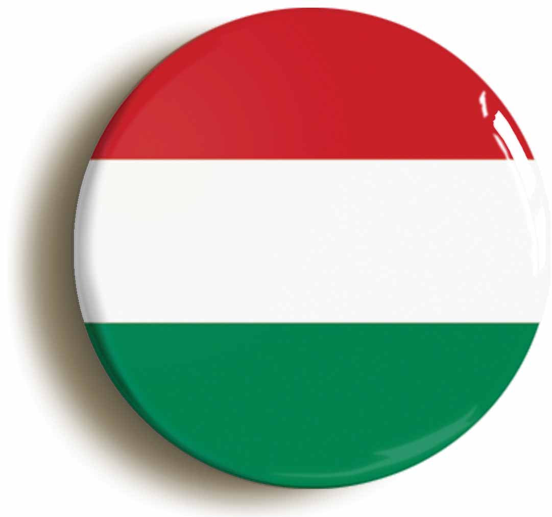 A picture of the front of the product, titled Hungary Hungarian National Flag Button Pin Badge