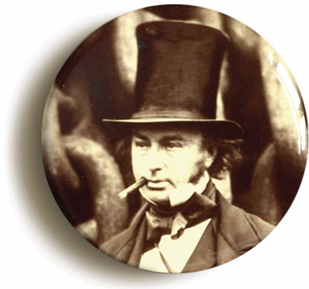 A picture of the front of the product, titled Isambard Kingdom Brunel Button Pin Badge