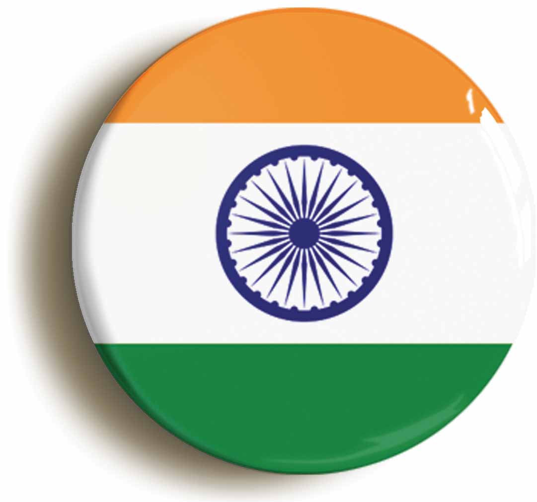 A picture of the front of the product, titled India Indian National Flag Circular 50mm Fridge Magnet