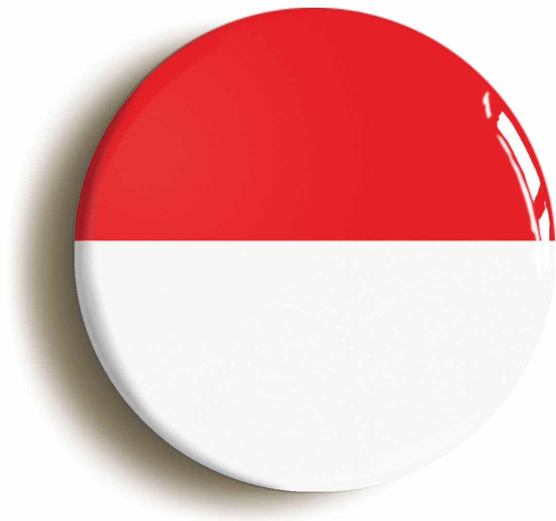 A picture of the front of the product, titled Indonesia Indonesian National Flag Button Pin Badge