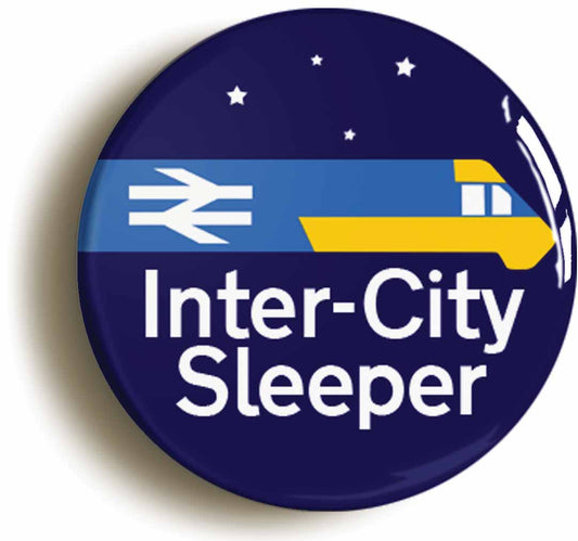 A picture of the front of the product, titled British Rail Inter City Sleeper Railways Button Pin Badge