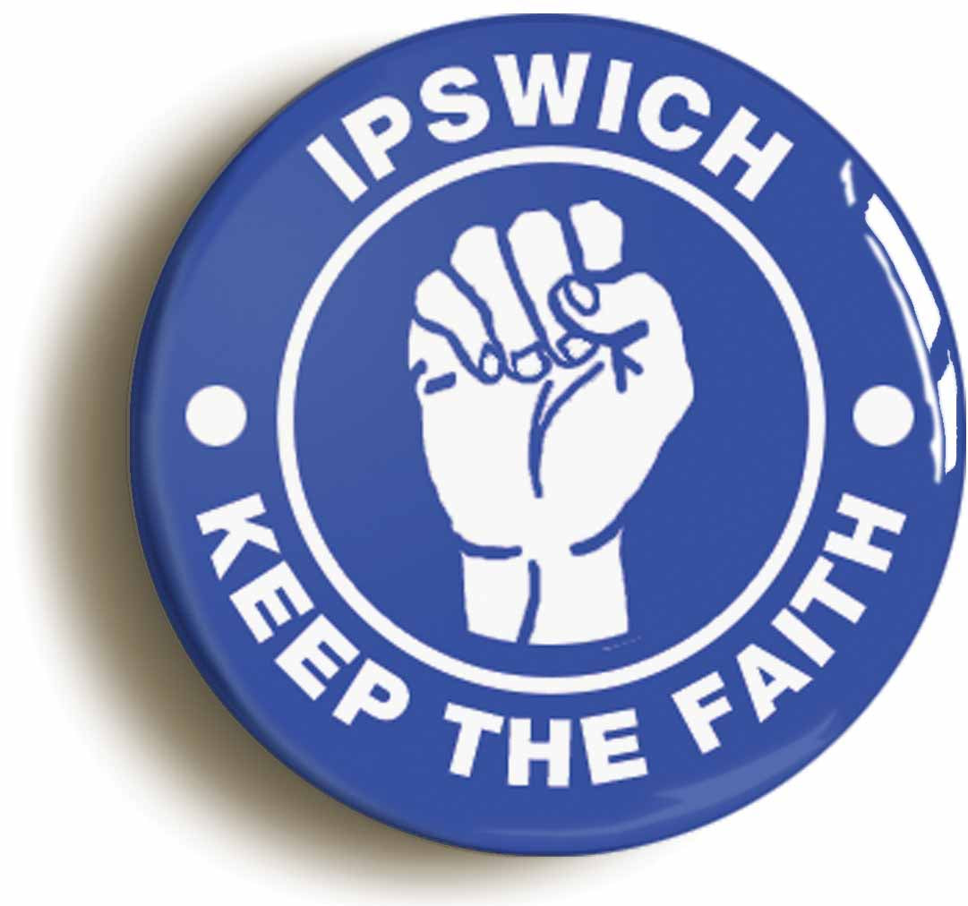 A picture of the front of the product, titled Ipswich Keep The Faith Northern Soul Button Pin Badge