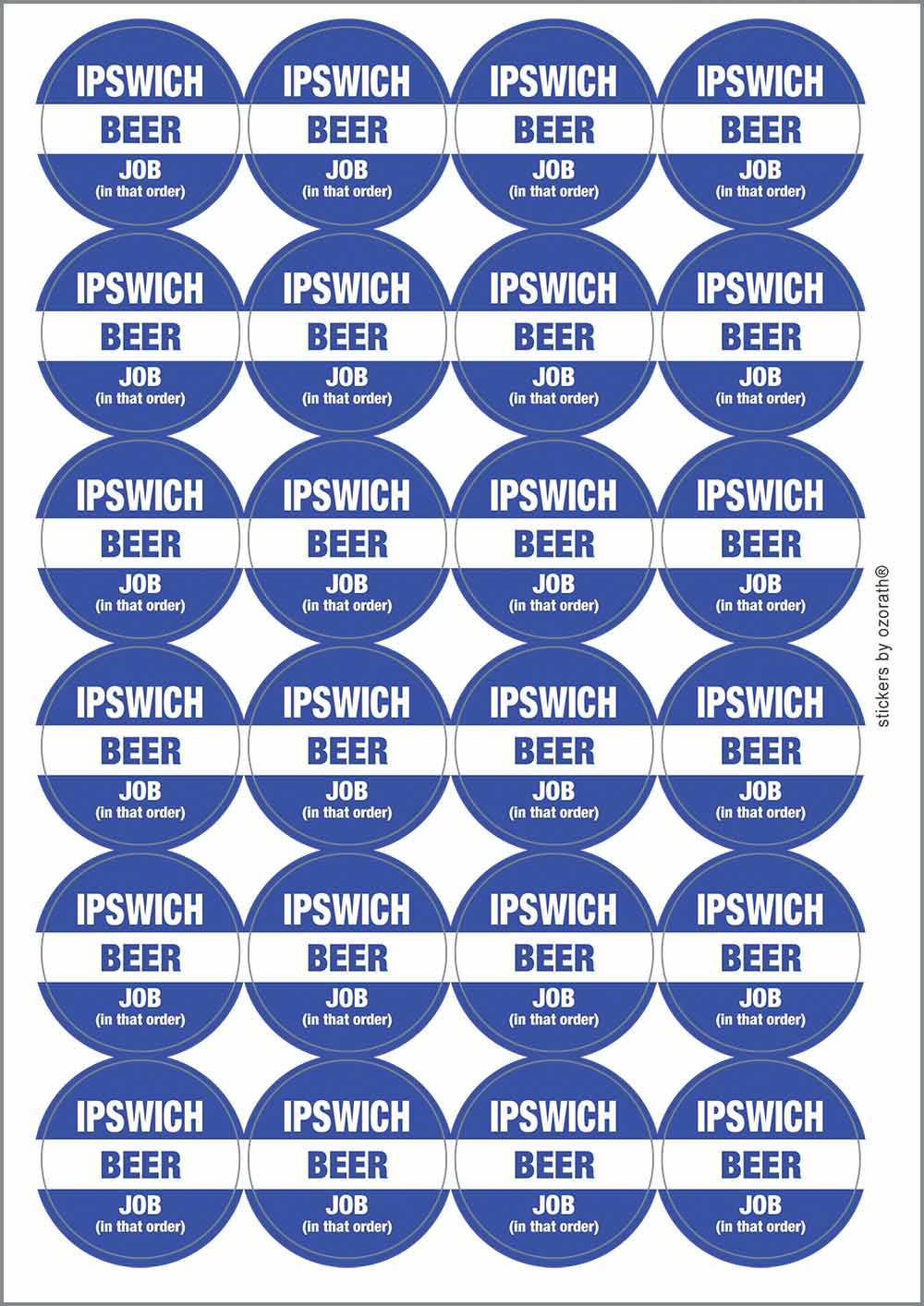 A picture of an A4 sheet of matte paper stickers