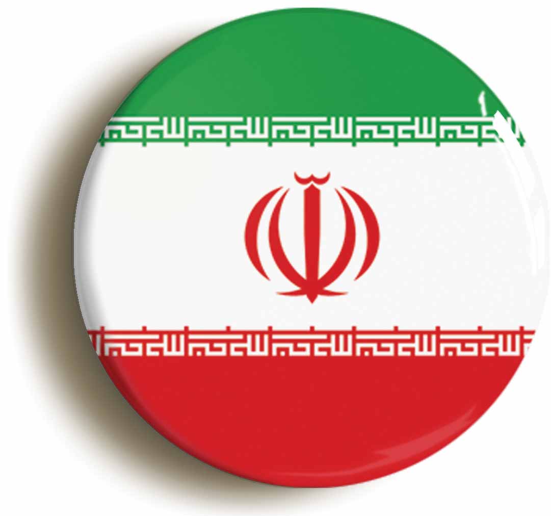 A picture of the front of the product, titled Iran Iranian National Flag Circular 50mm Fridge Magnet
